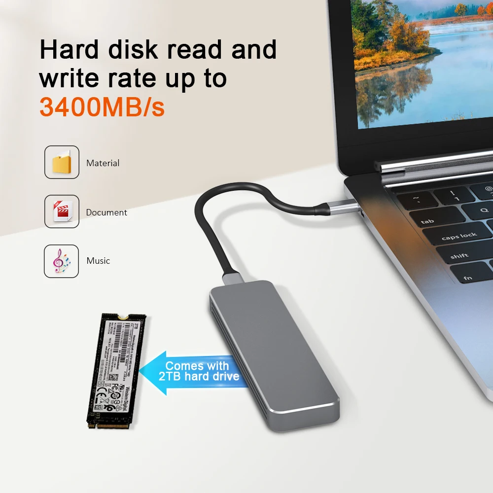 2TB External Hard Drives Mobile Hard Disk Ultra Speed External SSD Portable Capability Mobile Solid State Drive