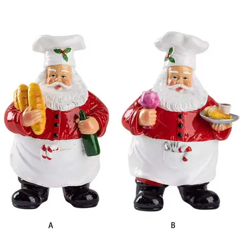 Chef Santa Claus Table Centerpiece - Resin Christmas Decoration, Home Living Room/Desktop Ornament & Gift