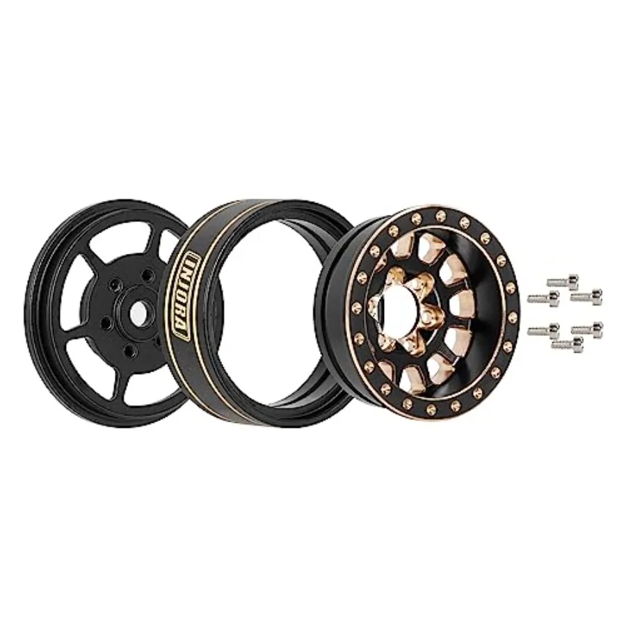 1.0 Plus Brass Beadlock Wheel Rims 4PCS 12-Spoke Wheels for 4M SCX24 FCX24 1/24 1/18 RC Crawler, 42g/pcs