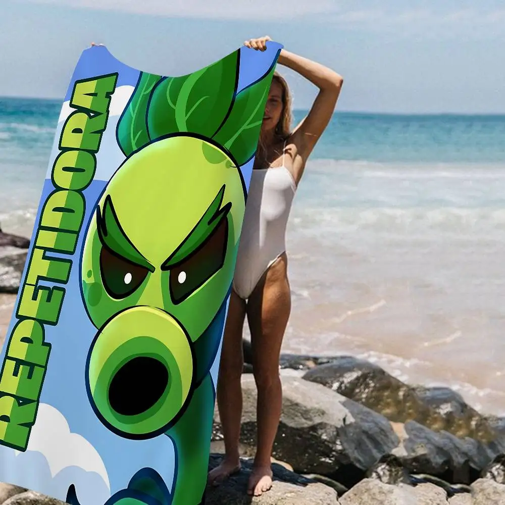 Classic Game P-Plants Vs Z-Zombies Microfiber Blanket Quick Drying Beach Towels Oversized Printing Super Absorbent Pool Towel