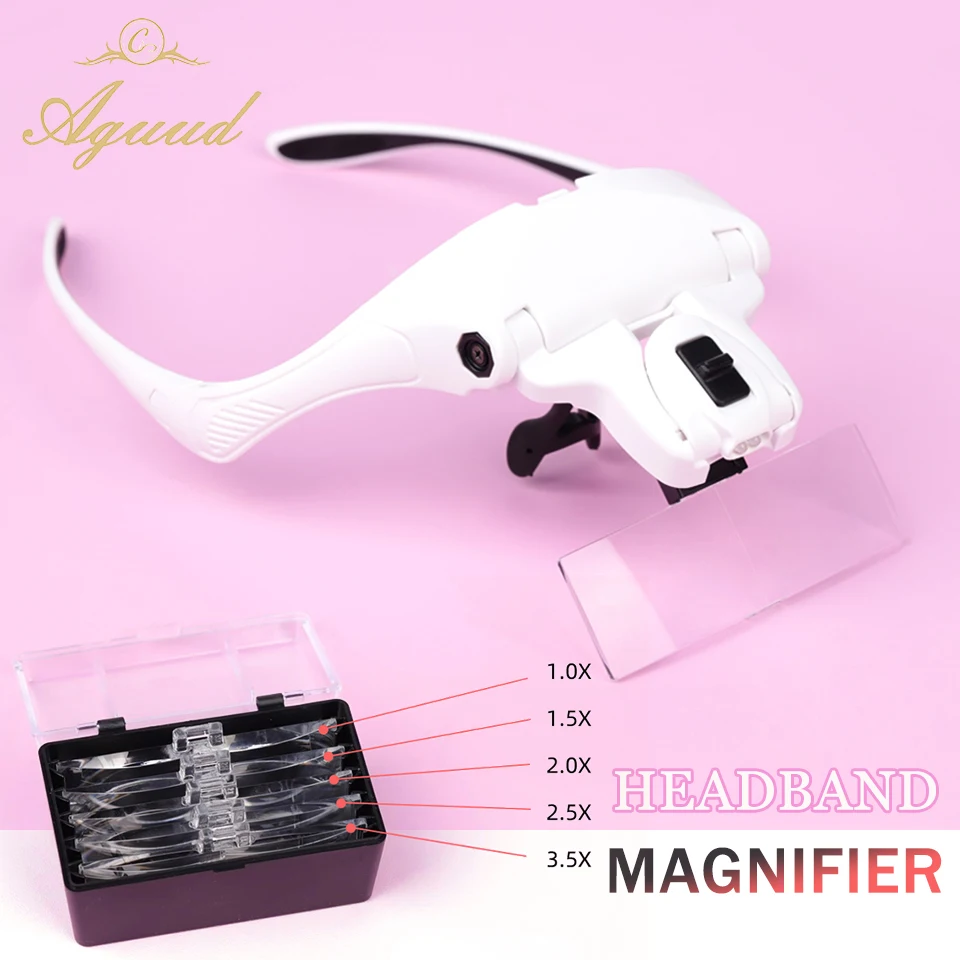 Multifunctional Tattoo and Beauty Salon Illumination LED Headband Binocul Magnifier Loupe Glasses For Reading Jewelry Magnifier