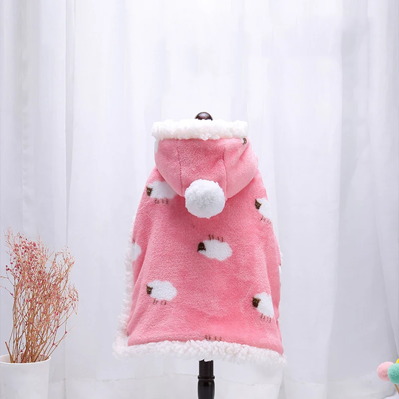 كلب لطيف عباءة الخريف والشتاء بالإضافة إلى القطن سميكة الدافئة مقنعين عباءة بطانية البوليستر ملابس الكلب #4