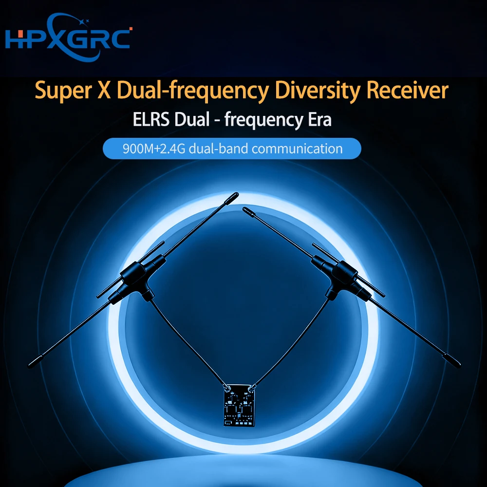 

HPXGRC Super X Dual ELRS Receiver ELRS 2.4G+915M Frequency Band Built-in LR1121 Chip for RC FPV Racing Freestyle Drone