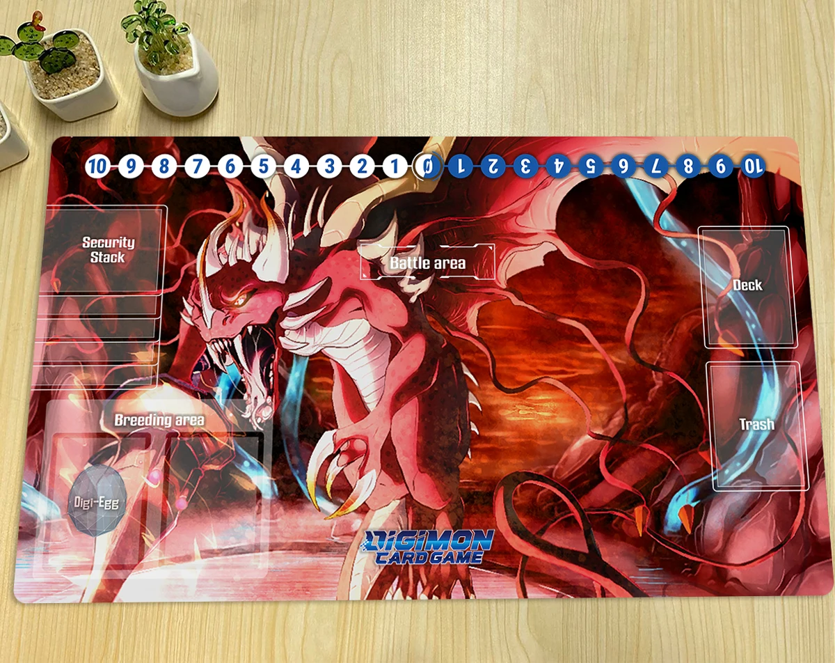 Digimon Playmat Megidramon DTCG CCG Mat Board Game Mat Trading Card Game Mat Gaming Playmat Anti-slip Rubber Mouse Pad Free Bag