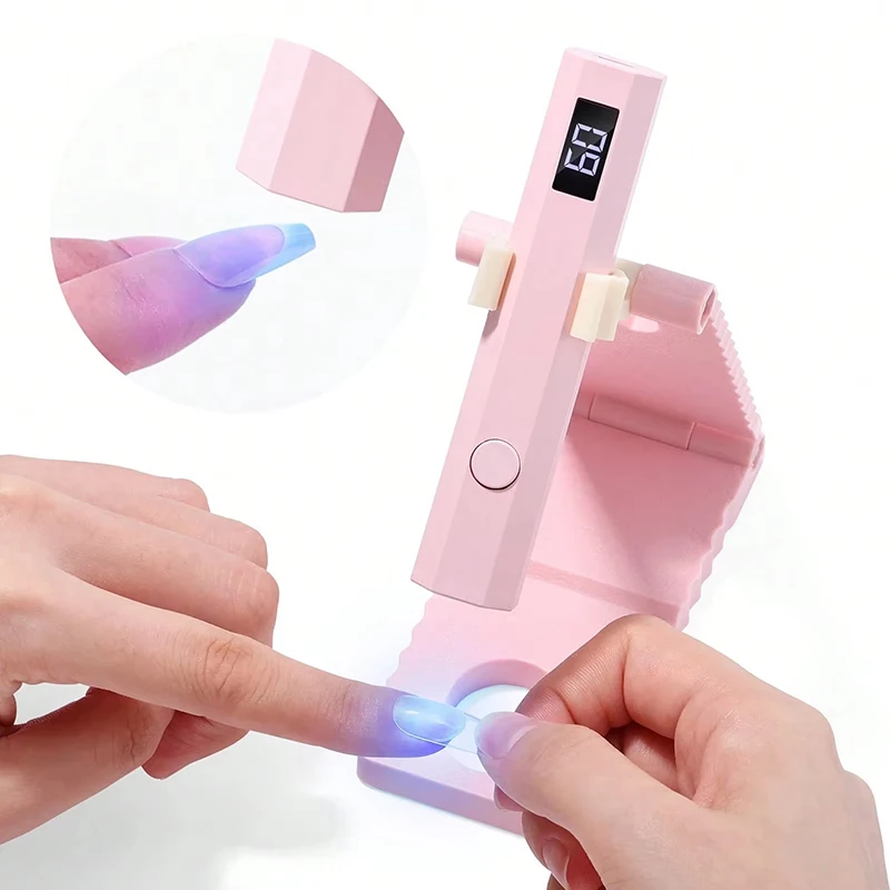 UV/LED Nail Lamp with Stand Handheld UV Light with LCD Display for Gel Nails Rechargeable USB Nail Dryer for Fast Curing