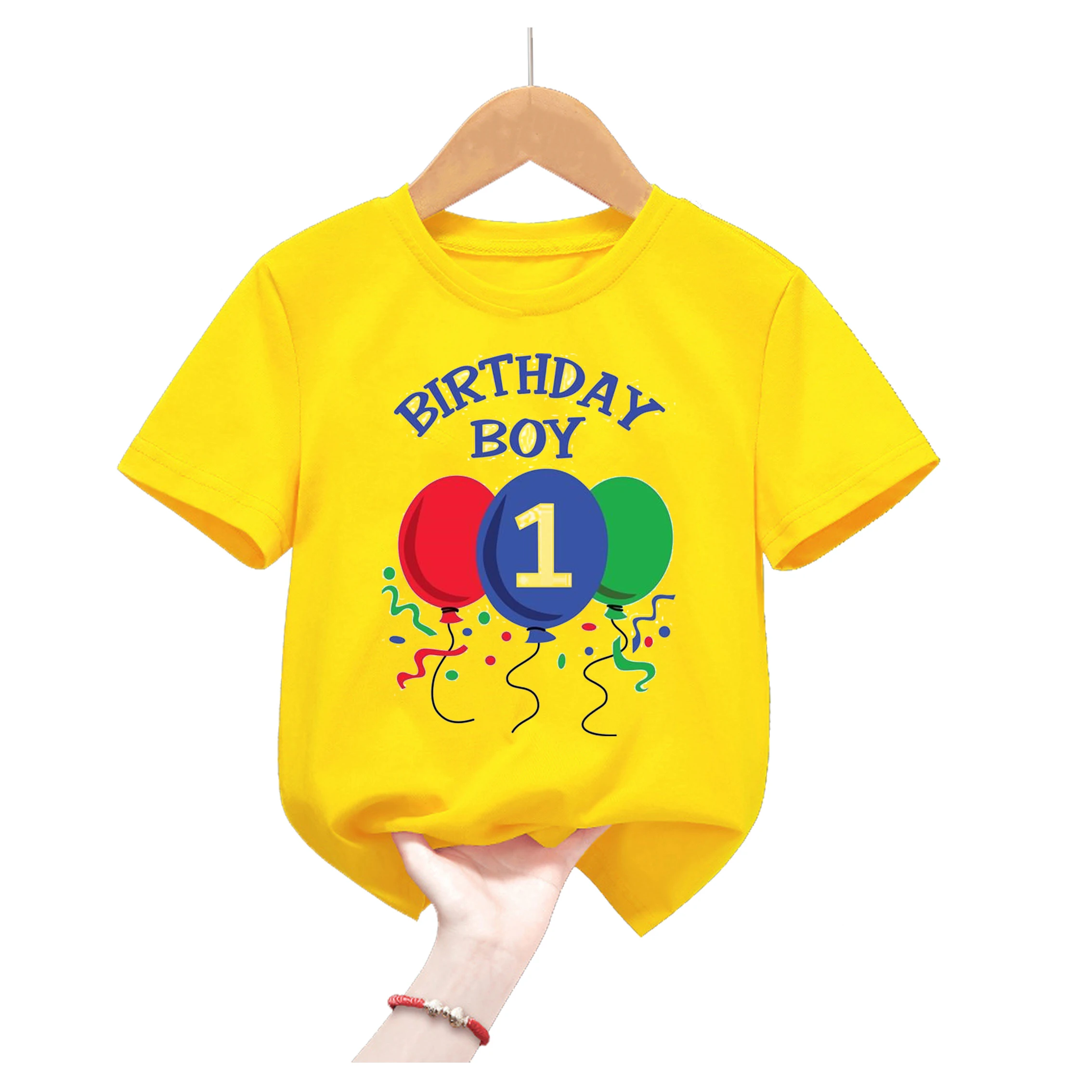 Birthday Boy Number 1-9th T Shirt Balloon Colorful Flowers Celebrate Birthday Gift T-Shirt Boys Tshirt Kids Harajuku Tees Tops