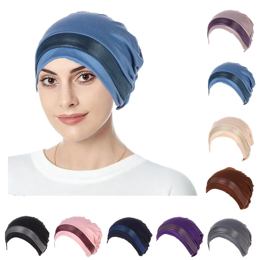 

New Glitter Chemo Cap Women Muslim Inner Hijab Turban Underscarf Head Scarf Wrap Hair Loss Cover Hat Bonnet Headwear Cover Mujer