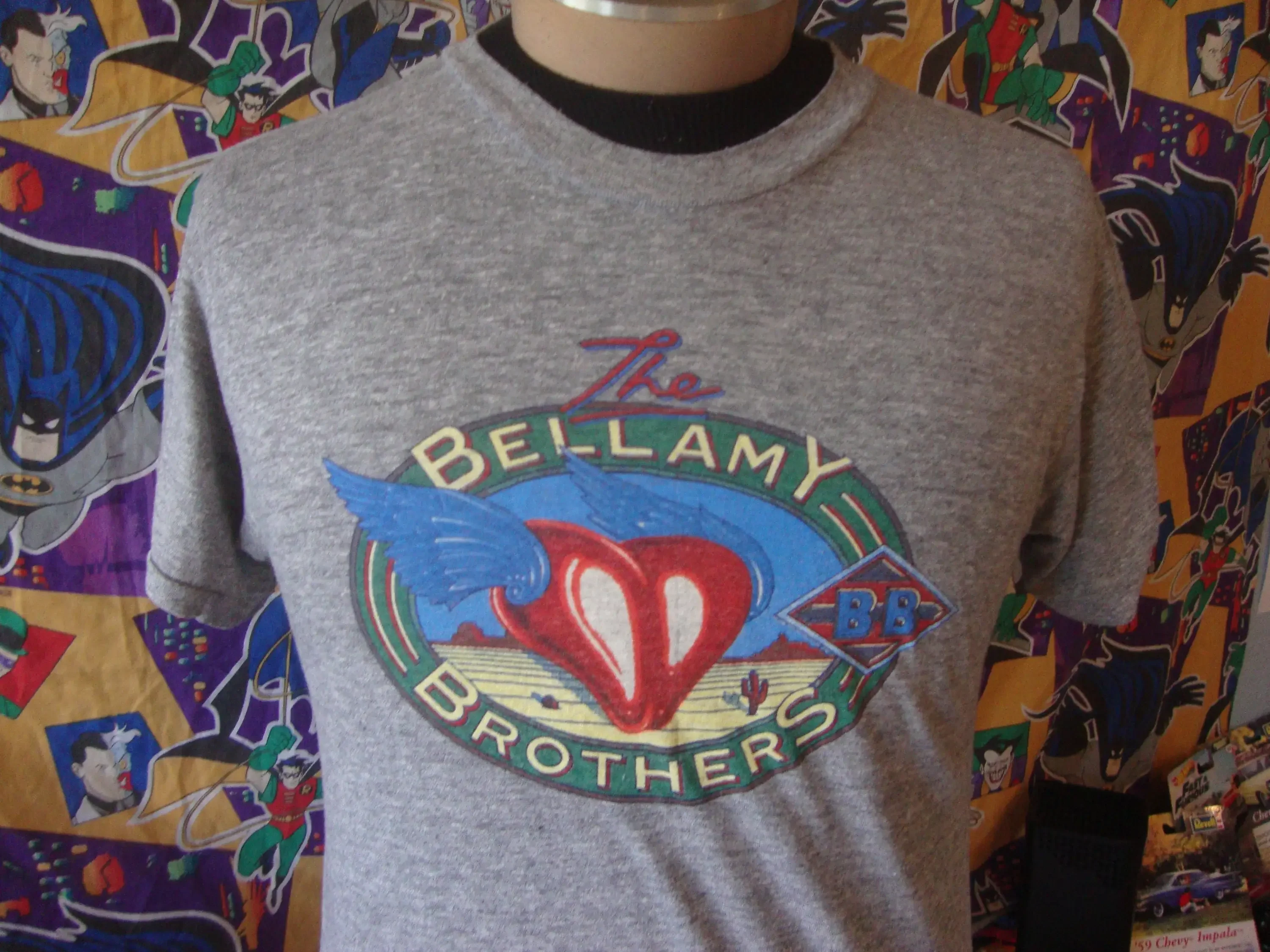 T-shirt in Rayon grigio melange Vintage anni '80 the Bellamy Brothers Tour