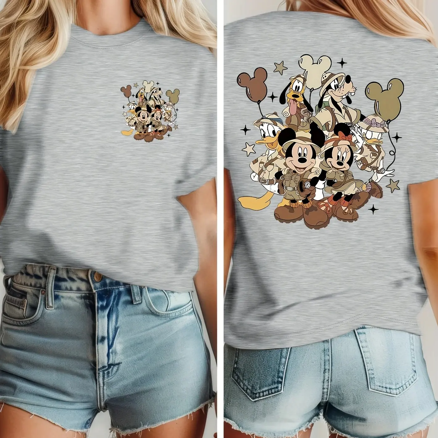 تي شيرت ديزني ميكي ماوس قطن للرجال والنساء كاجوال عصري كبير الحجم فضفاض بأكمام قصيرة للجنسين ملابس خروج للمناسبات #3