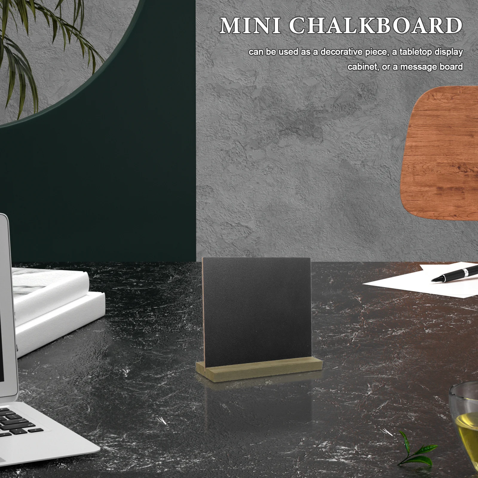 

2Pcs Exquisite Craftsmanship Vintage Blackboard Ornaments Wooden Tabletop Display Cabinet Decorative Sign for Home Office Use