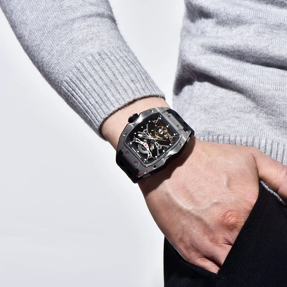 PAGANI DESIGN 42MM New fashion Hollow Back Transparent Movement Luxury Men Watch Sapphire Glass Automatic Men Watches For Men