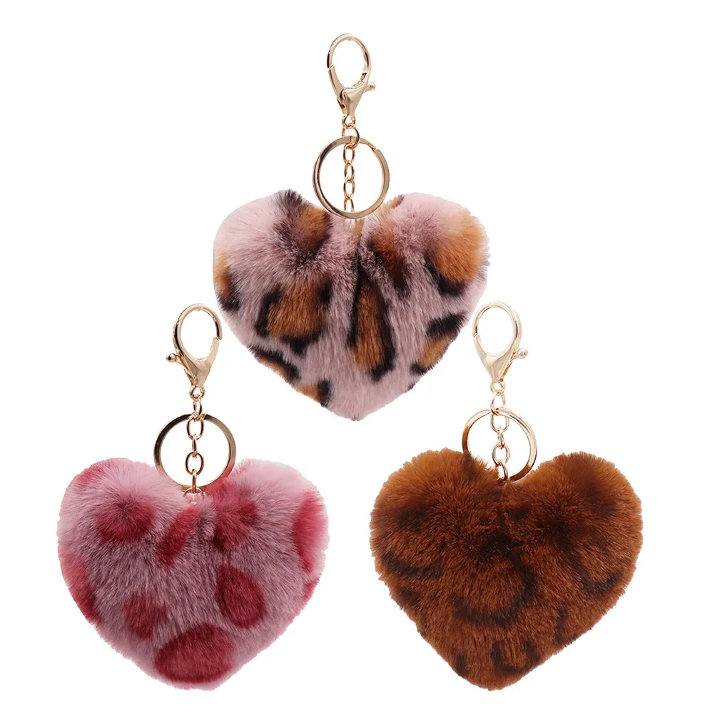 

3Pcs Heart-Shaped Key Pendants Zinc Alloy Leopard Design Stylish Key Hanging Pendant Bag Accessory Bag Pendant