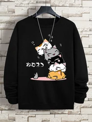 Cute Stacked Cats Sleep Man Hoody Hip Hop Fitness Pullover Vintage Oversize Casual Sportswears Autumn Thicken Clothing Women