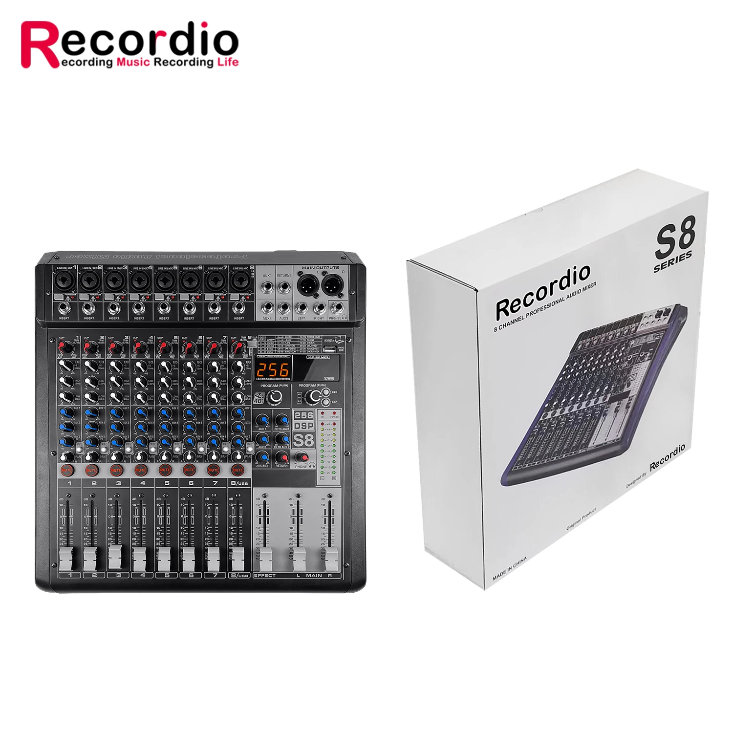 وحدة تحكم دي جي بتأثير تردد ، خلاط USB لكاريوكي ، أداء مسرحي احترافي ، ondro ، DSP ، BT ، 8 قنوات