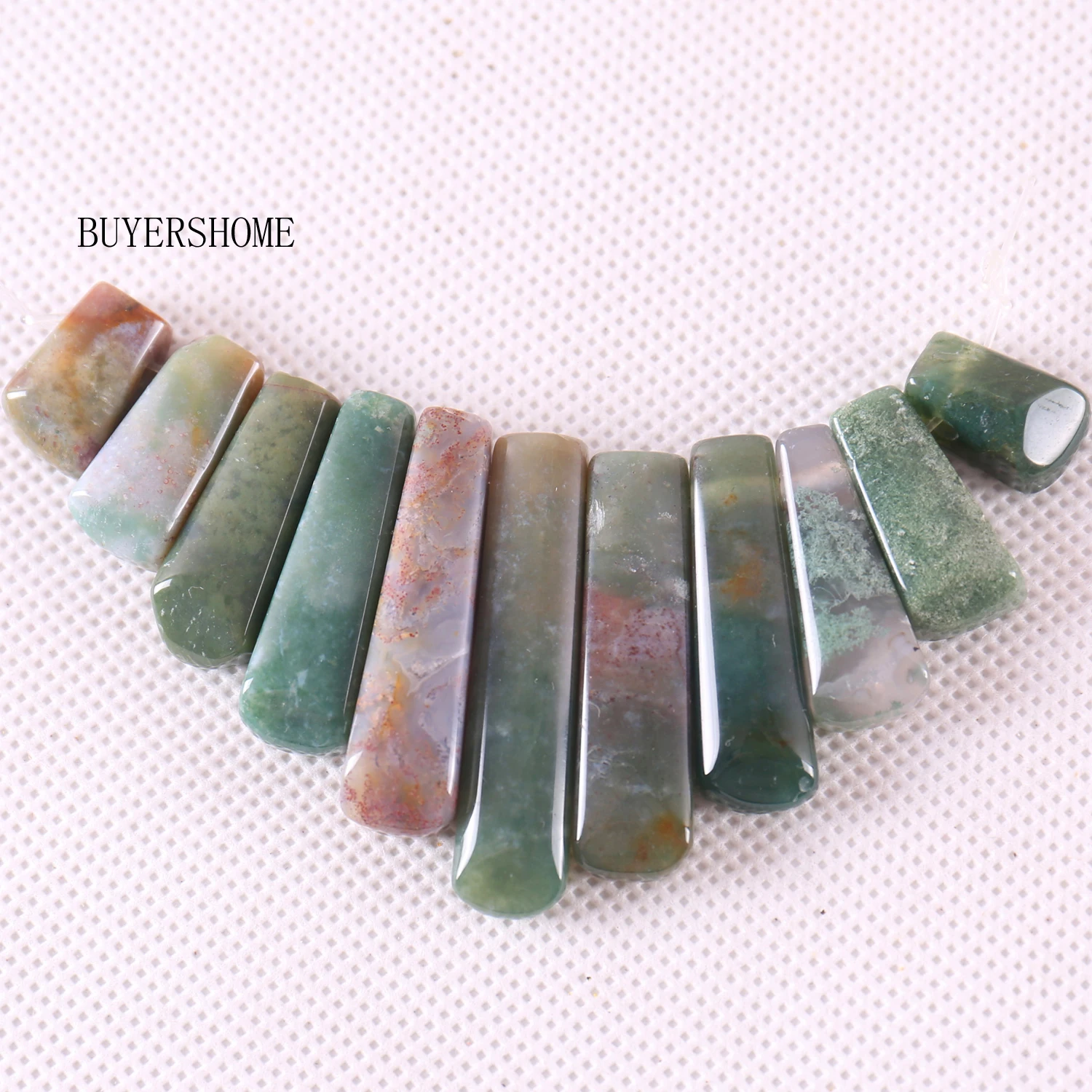 Pendant Beads Set 11PCS Fit Necklace Natural Stone Green Aventurine Azurite Malachite Opal Abalone Shell