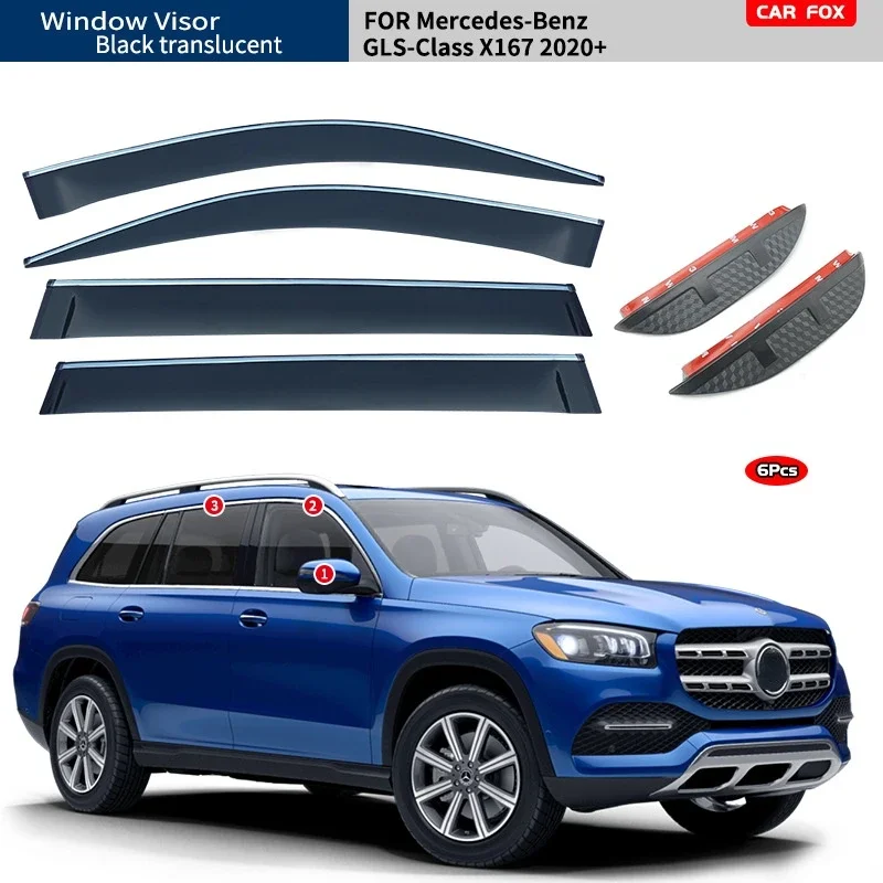 For BENZ GLS Class X166 X167 Accessories Window Visor DOOR VISOR Window Weather Guard Door Visor Vent Shades 2016-2022 Strip