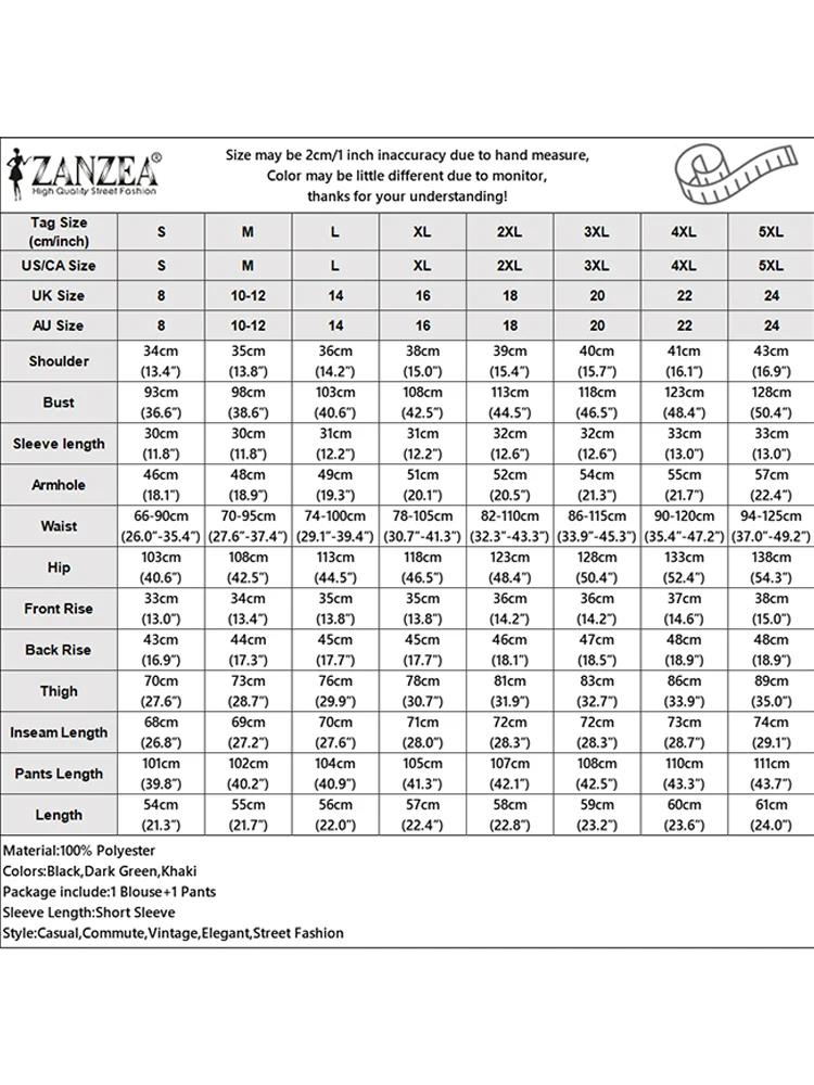 Zanzea 2025 verão feminino conjuntos de correspondência com decote em v manga curta puff blusa perna larga calça moda fatos de treino 2 pçs escritório ol outfits