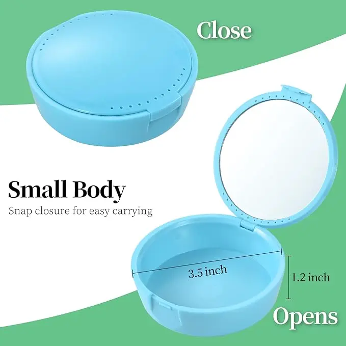 

Коробка для хранения зубных протезов и брекетов с зеркалом, портативный ортодонтический контейнер для чистки зубных протезов с отверстиями