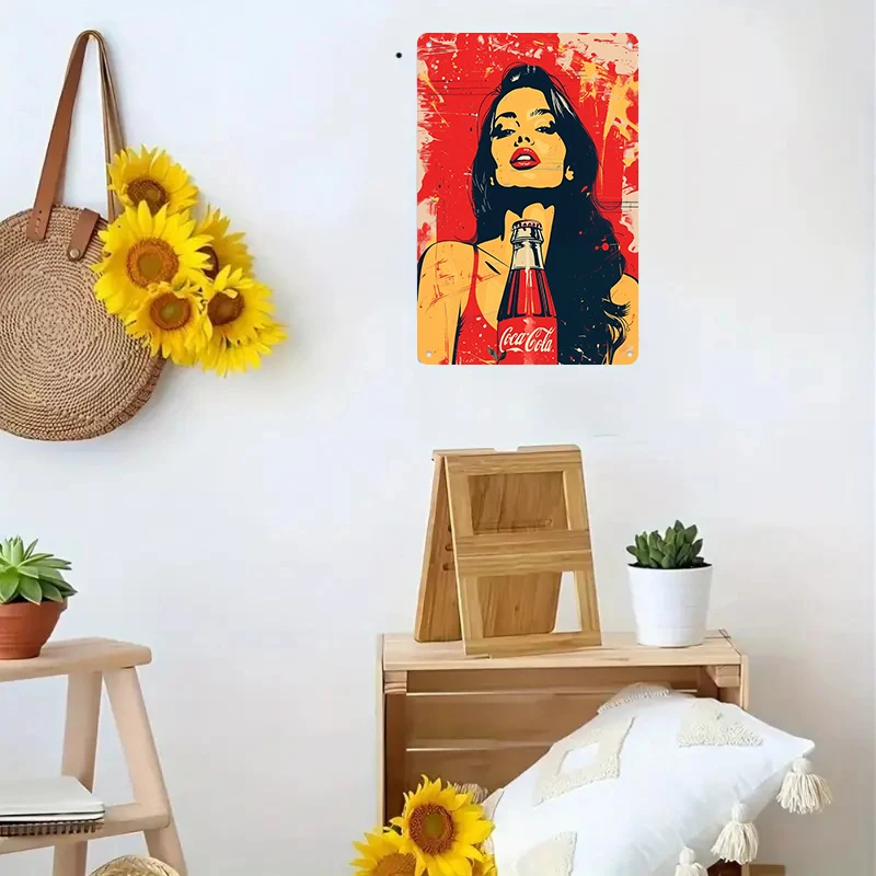 1 قطعة 2D شقة خمر كوكا كولا فتاة القصدير اللوحة الأمريكية البوب فن الديكور اللوحة بار مقهى جدار قلادة المعيشة المنزلي ro #5