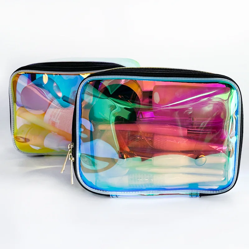 Advanced Simple Transparent Waterproof Laser Cosmetic Bag Carry-On Colorful Business Travel Toiletry Bag Storage Bag