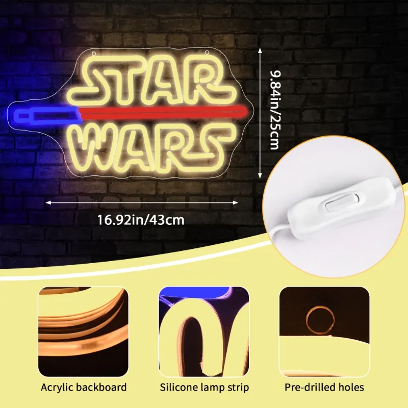 Space Lightsaber Led Space Room Outer Gaming Wars Decoration Art light Cave,Bar Party Gifts Teenager Size 16.5 * 8.6 inches