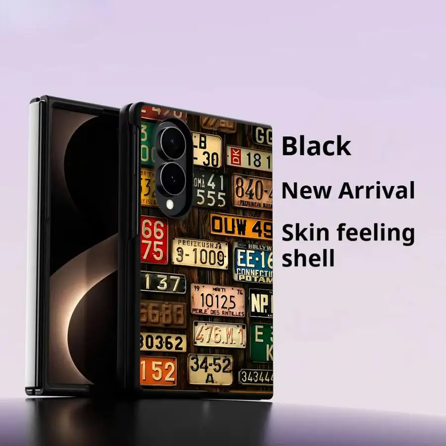 Luxury Phone Cover Case for Samsung Galaxy Z Fold8 Wide ZFold Wide Z Fold 8 ZFold8 Retro Car Number Plates