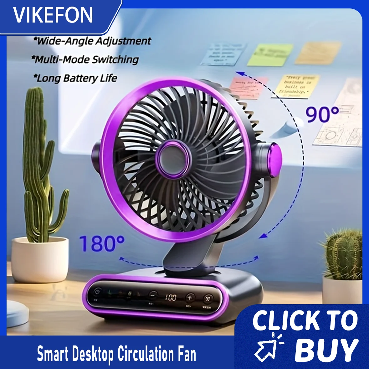 

Smart Desktop Circulation Fan 4 Modes And 100 Adjustable Speeds Cooling Fan for Bedroom Office Living Room And Outdoor