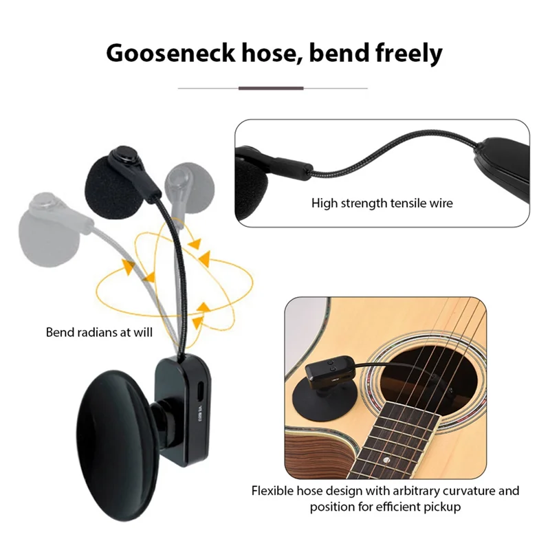 

2.4G Wireless Instrument Microphone Receiver With Removable Suction Cup, Speaker Microphone For Musical Instruments