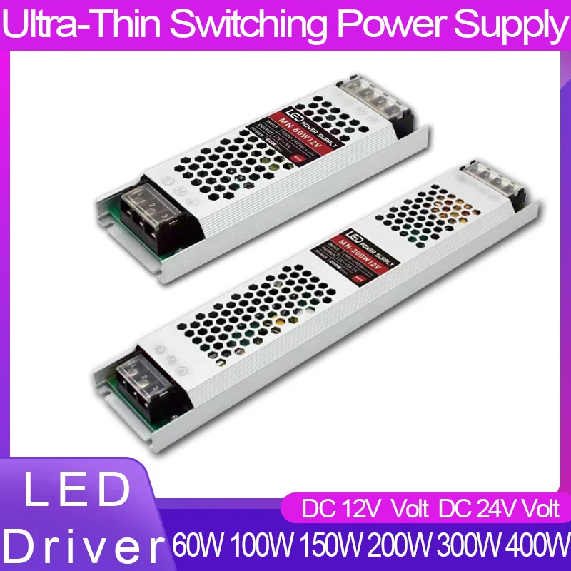 

LED Driver 12V Volt 24V DC Switching Power Supply 60W 120W 300W 400W Light Transformers AC 190-240V Source SMPS For LED Strips