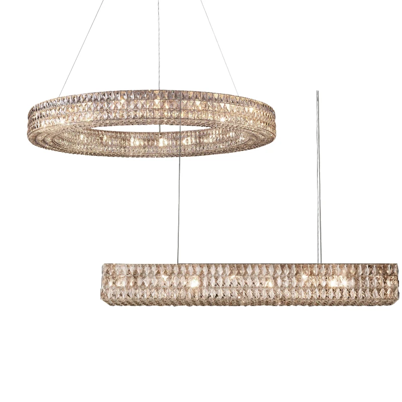 

Современный светодиодный светильник из нержавеющей стали, золотистая, серебряная хрустальная люстра, светильники для столовой, гостиной, украшение, освещение