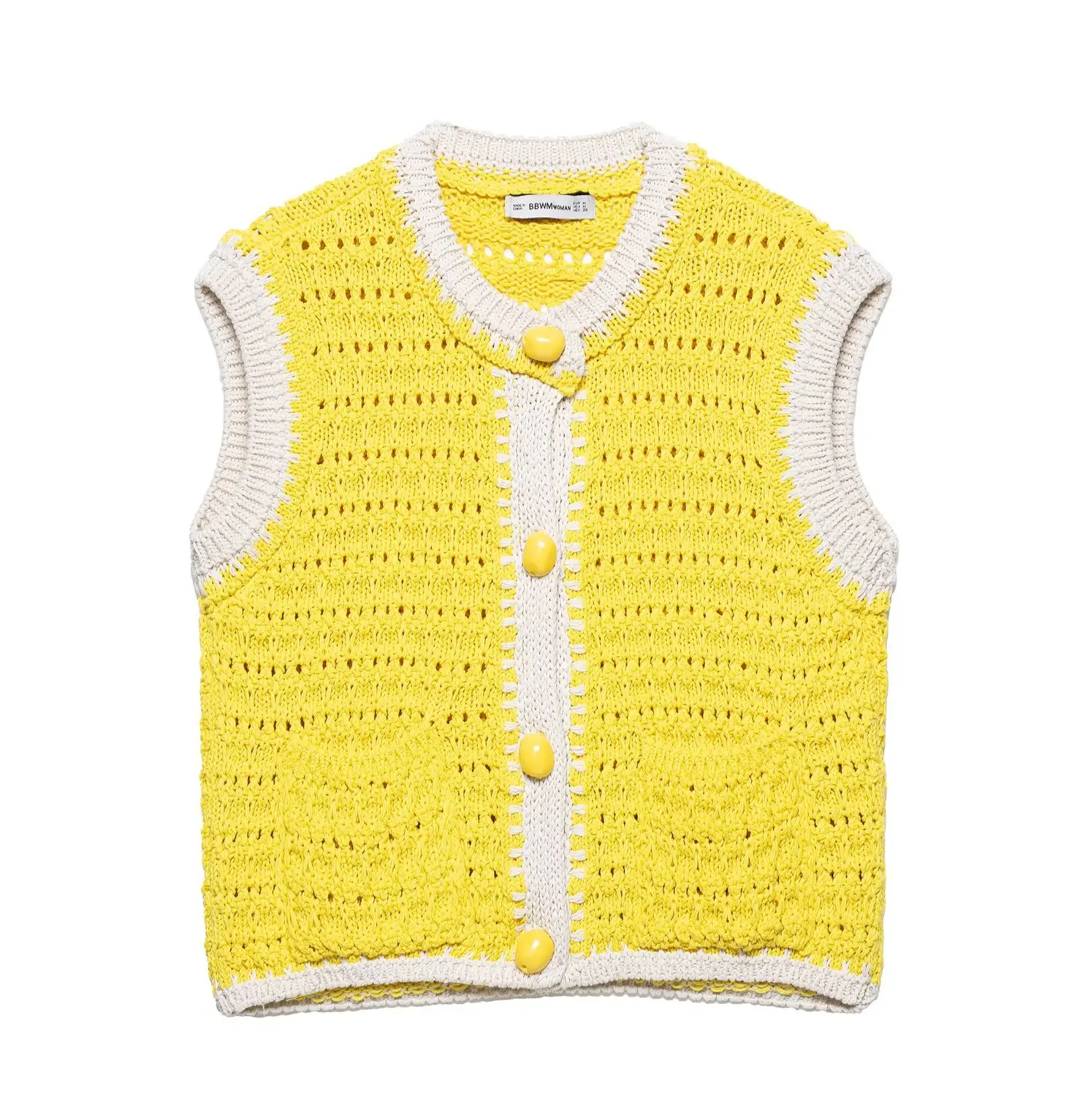 Women's Casual Solid Color Commuter Vest Top New Single-Breasted Short Knitted Sweater Vest Round Neck Sleeveless Top