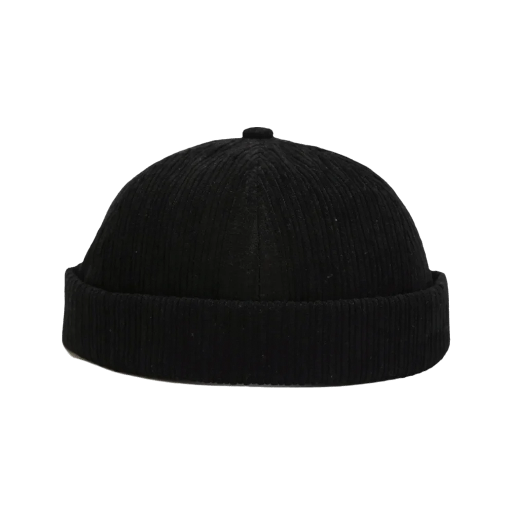 

Multipurpose Solid Color Corduroy Brimless Hat Round Adjustable Dome Melon Cap Comfortable Leather Buckle Docker Cap Party