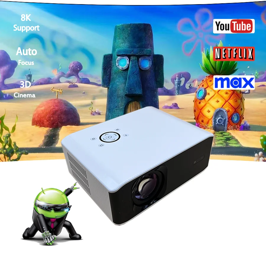 

JETALON 4K Full HD 1080P Projector 16G Android Auto Focus Keystone Correction WiFi 6 BT5.2 Home Theater Projector