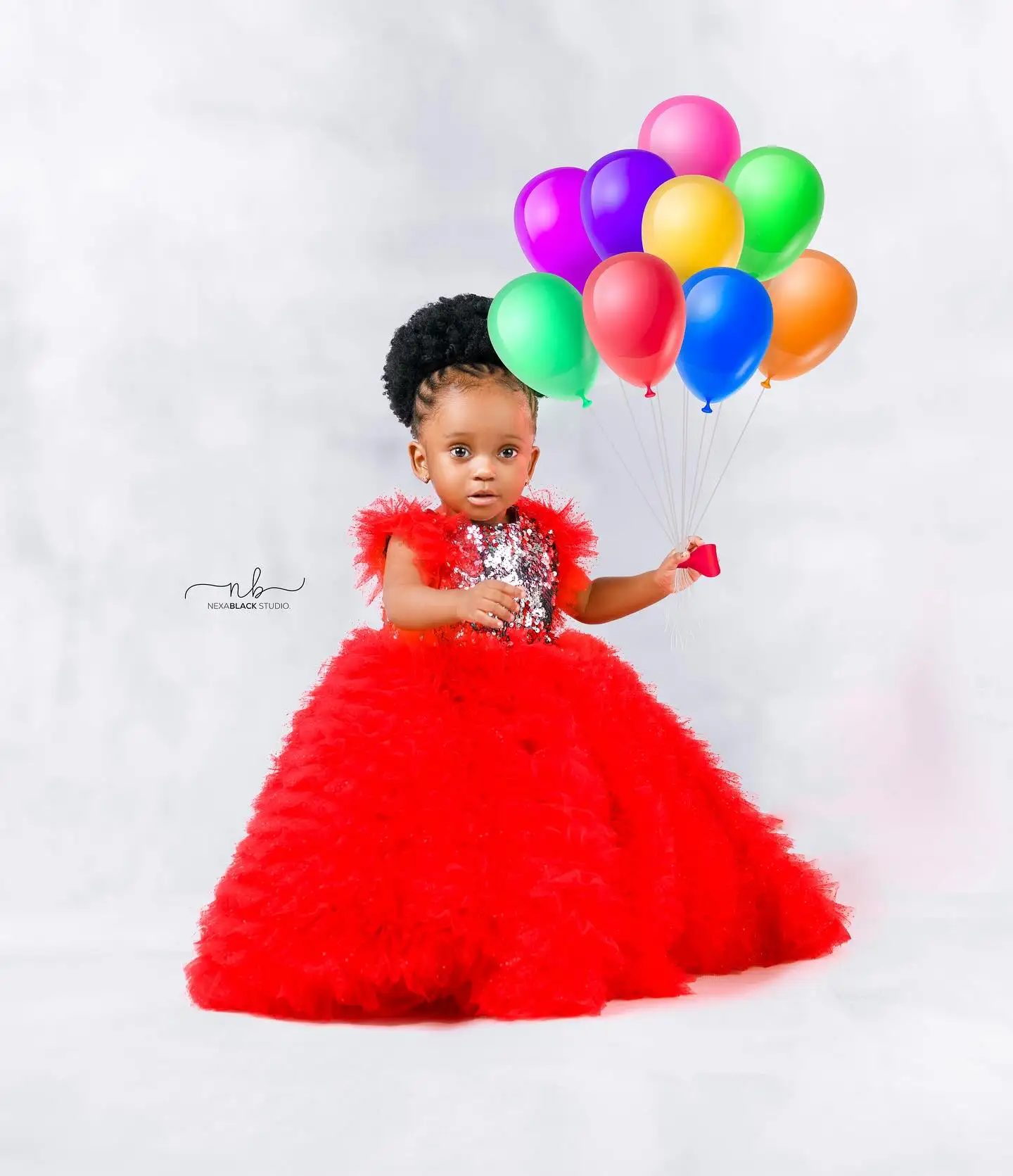 Red Ruffles Kids Birthday Party Dresses Silver Sequined Ball Gown Flower Girl Dresses for Wedding Baby Girls Prom for Photoshoot
