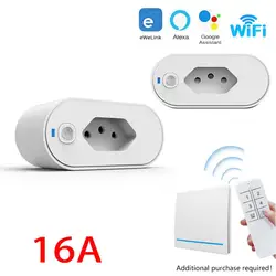 eWelink WiFi Smart Plug 16A Brazil Socket Outlet With Power Monitoring Support Timing Alexa Google Home Voice Control