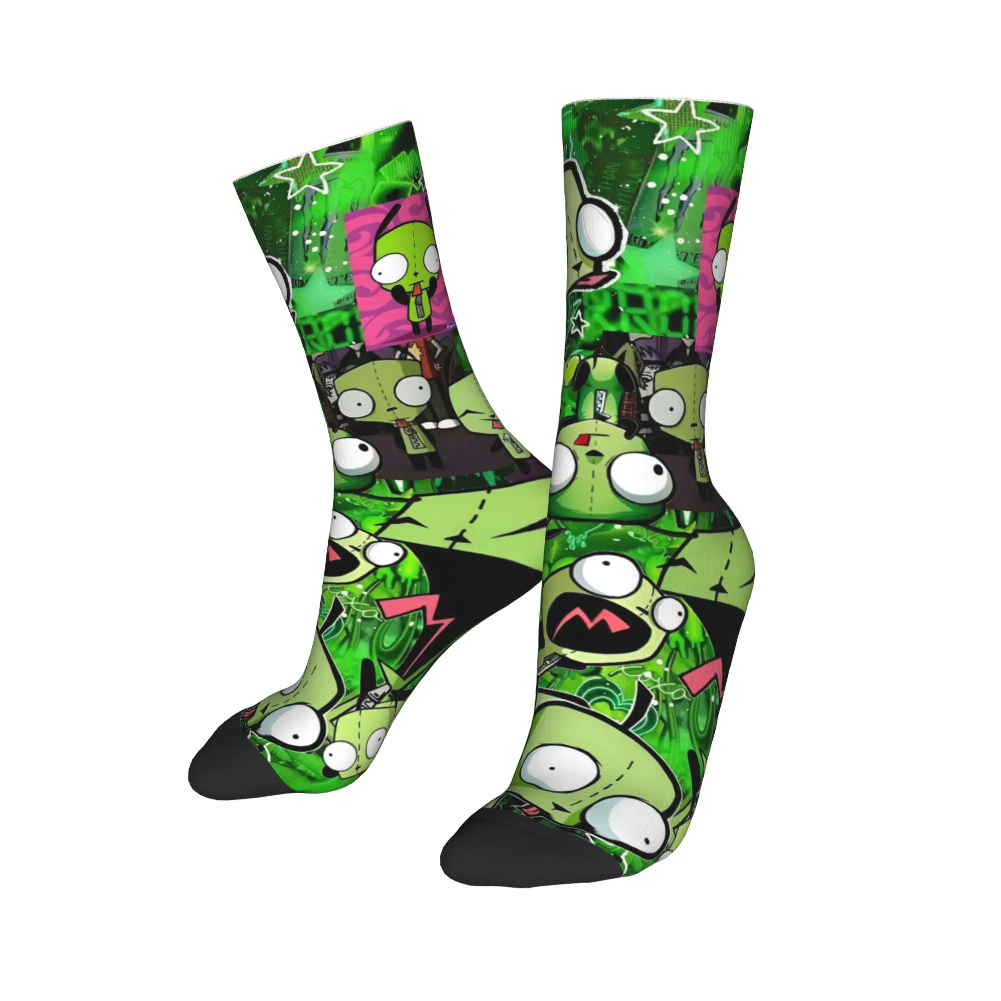 Invaders Zims Gir Cartoon Socks Men Women Polyester Funny Happy  Socks Harajuku Spring Summer Autumn Winter Middle Tube Socks