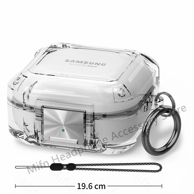 Novo caso transparente 3d para samsung galaxy buds 2 pro, caso do fone de ouvido com bloqueio seguro, shockproof
