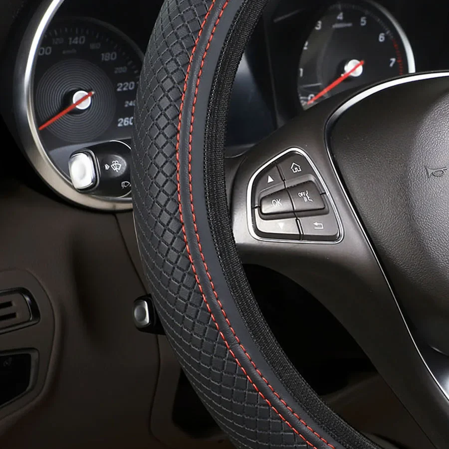 37/38cm Automobile universal steering wheel cover non-slip car steering wheel cover non-slip embossed leather Car-styling