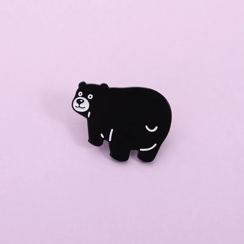 Cartoon Animal Series Enamel Pins Cute black bear brooch Lapel Pins Badge on Backpack Clothing Accessories Fashion Jewelry