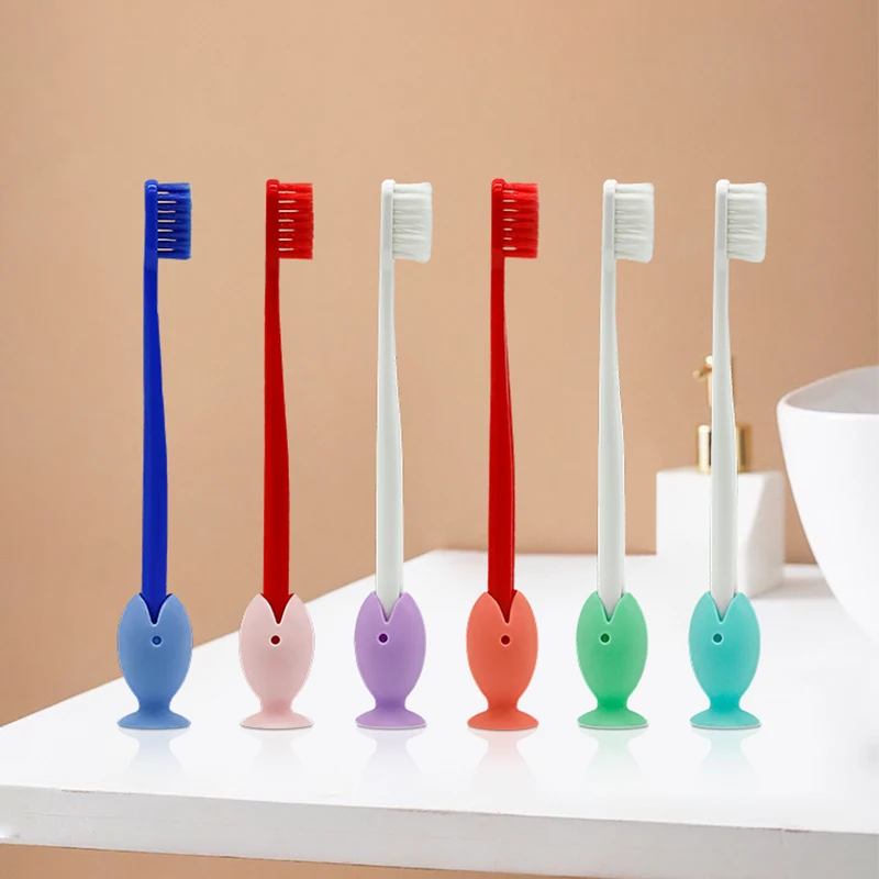 6pcs New Toothbrush Holder Mini Fish Soft Silicone Standing Toothbrush Storage Cap Rack Travel Portable Toothbrush Head Cover