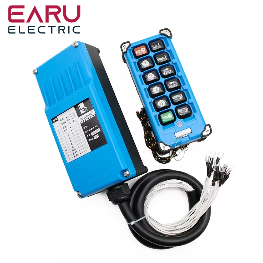 F21-E2B-8 Industrial Remote Controller Switches 6 Channels Keys Direction Button Hoist Crane Truck Radio Remote Control System