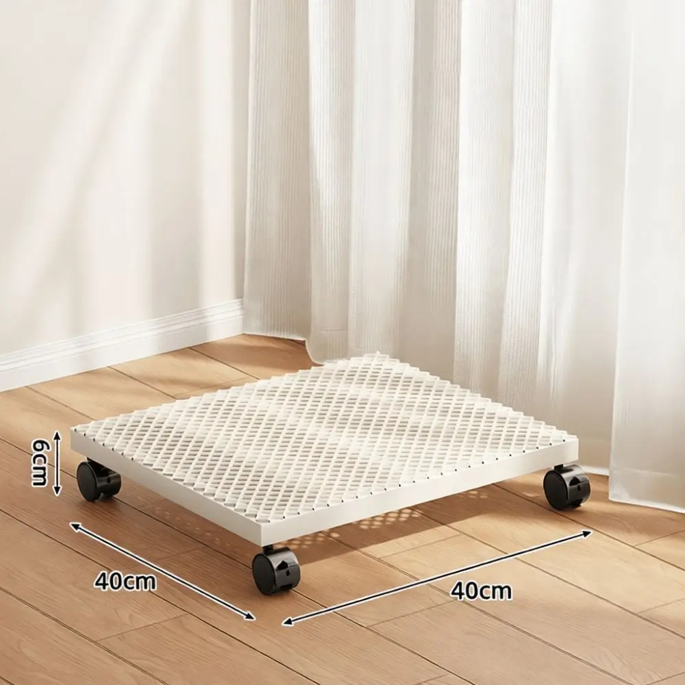 Rolling Metal Storage Shelf With Wheels Mobile Plant Tray Holder Indoor Garden Flower Pot Base Display Rack