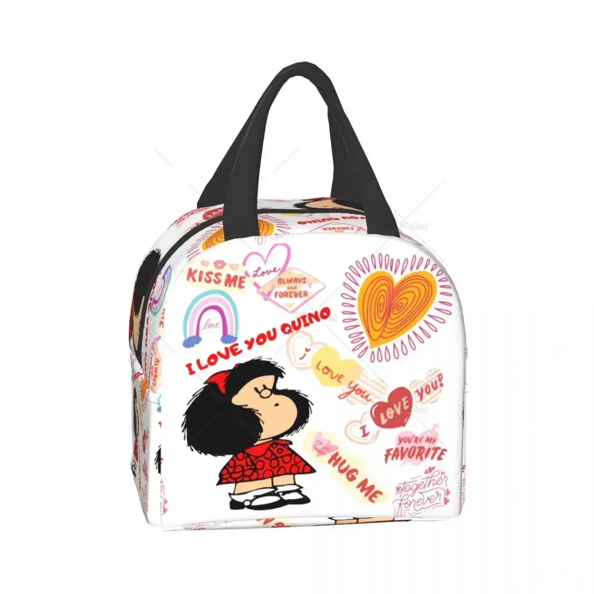 Mafalda Quino Comics Thermal Insulated Lunch Bag Resuable Lunch Box for Women Kids Outdoor Camping Travel Food Storage Bags