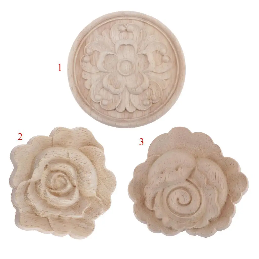 Unpainted Wood Carved Corner Onlay Applique home Decor Furniture Applique with Exquisite Carved Wooden Flower Patterns