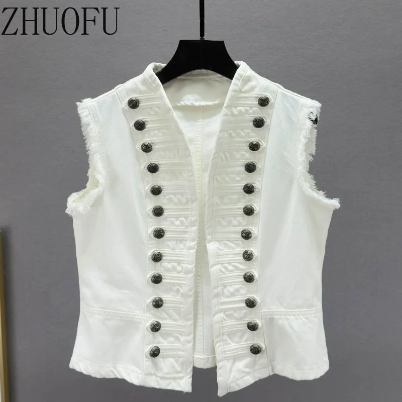 Autumn 2026 New Slimming Thin Versatile Vests Jackets Ladies Retro Design Sweet Cool Sleeveless Women's Denim Vest Short Coat