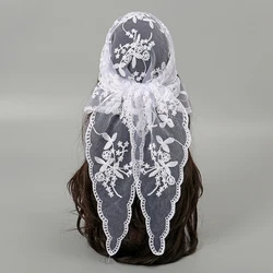 Lace Flower Embroidery Church Triangular Scarf Women Shawl In Church Scarf Elegant Ladies Summer Travel Sun Protection Handana