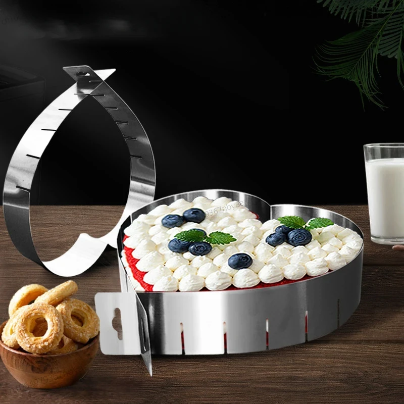 

Форма для торта Lover Heart, кольцо для мусса, регулируемый 3D-ошейник, объемная пленка, инструмент для выпечки из нержавеющей стали, подарок на день Святого Валентина 실리콘 tempo