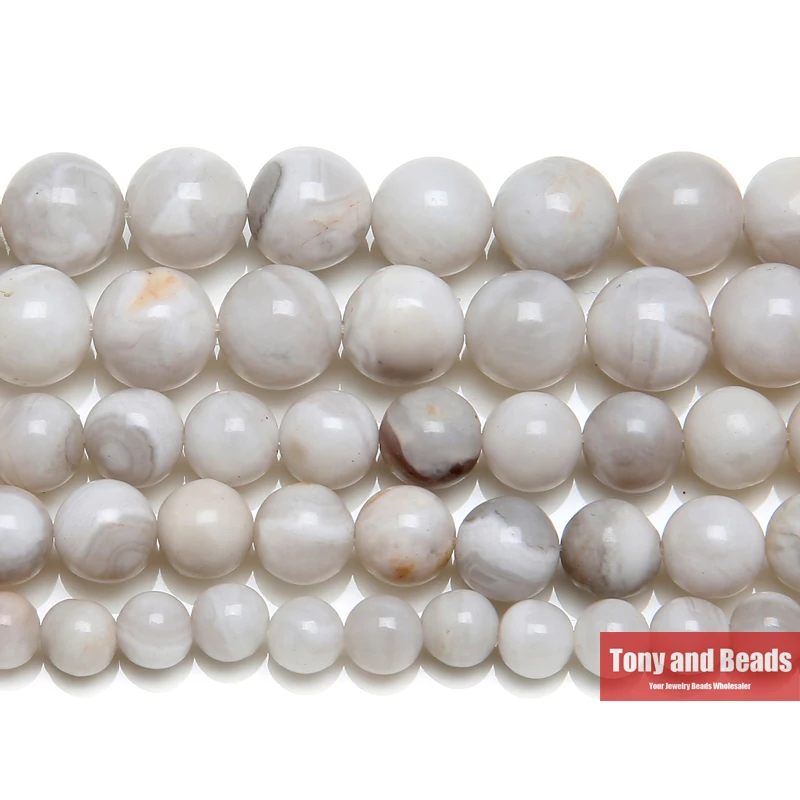 Natural Stone White Crazy Agate Round Loose Beads 6 8 10 MM Pick Size for Jewelry Making