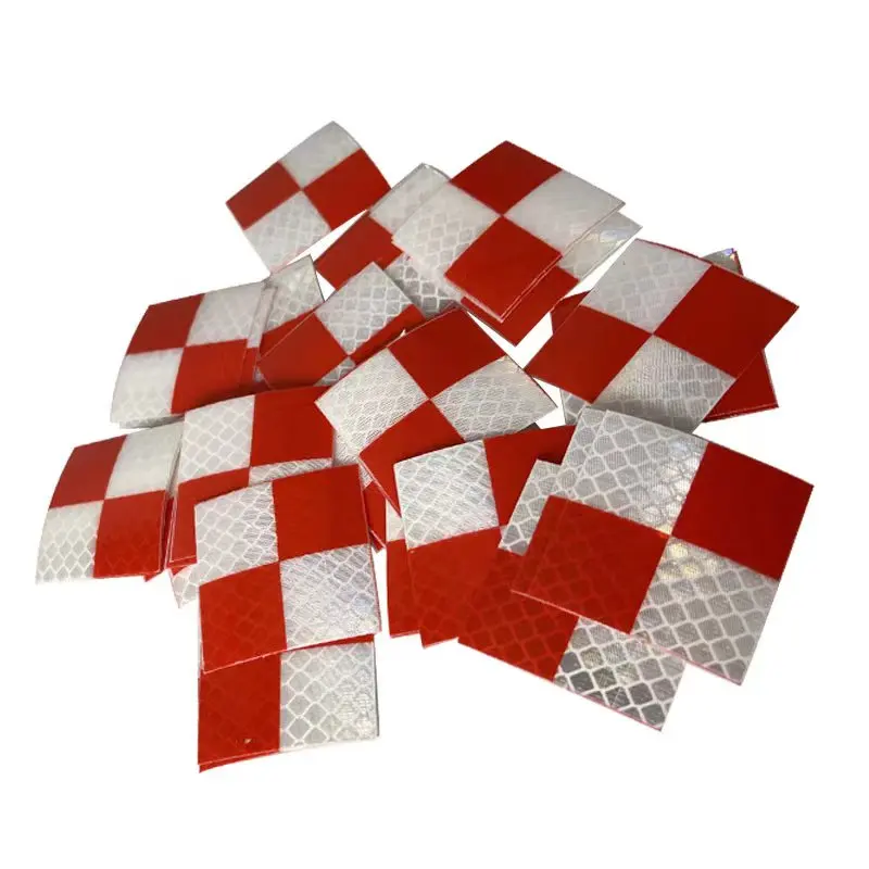 100pcs Size 40x40mm Red and White Grid Reflector Sheet For Total Station Survey Geography Reflective Sticker