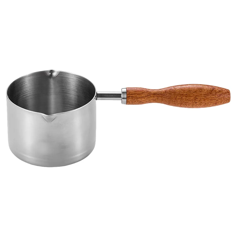 

Stainless Steel Saucepan 304 Heat Resistant Kitchen Soup Pot With Long Handle Two Dumping Ports Insulated Oil Milk Butter